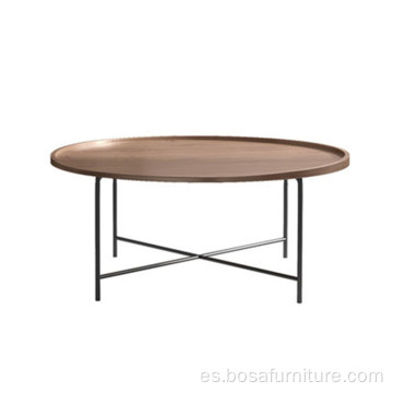 Mesa de café de madera baja redonda